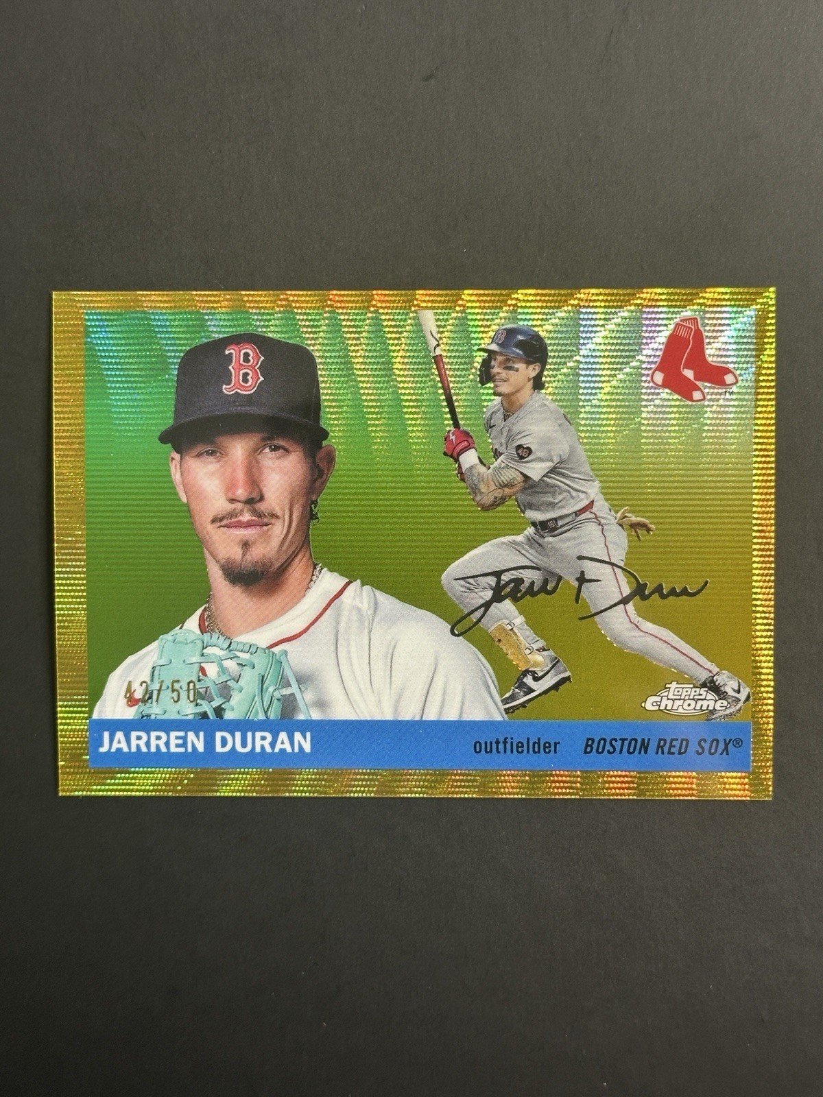Jarren Duran 2025 Topps Chrome Platinum /50 Gold Wave Boston Red Sox