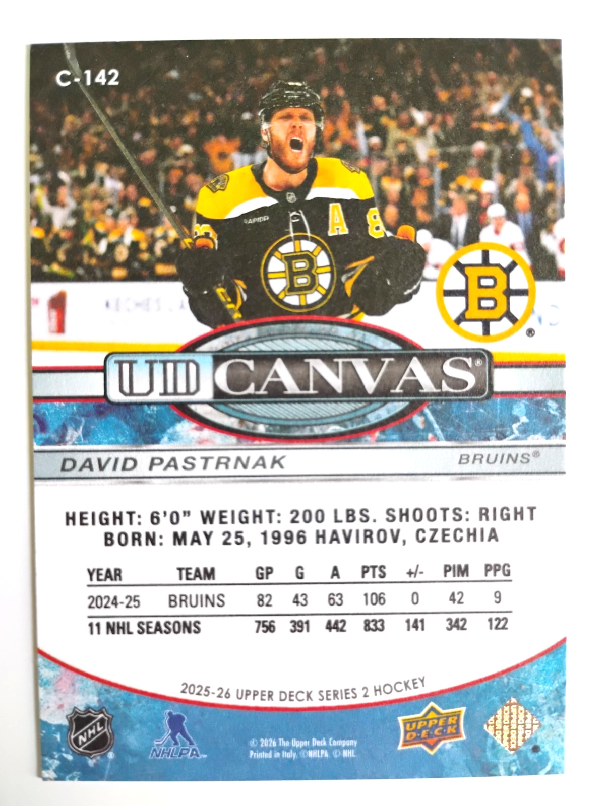 25 26 UPPER DECK UD CANVAS DAVID PASTRNAK C142