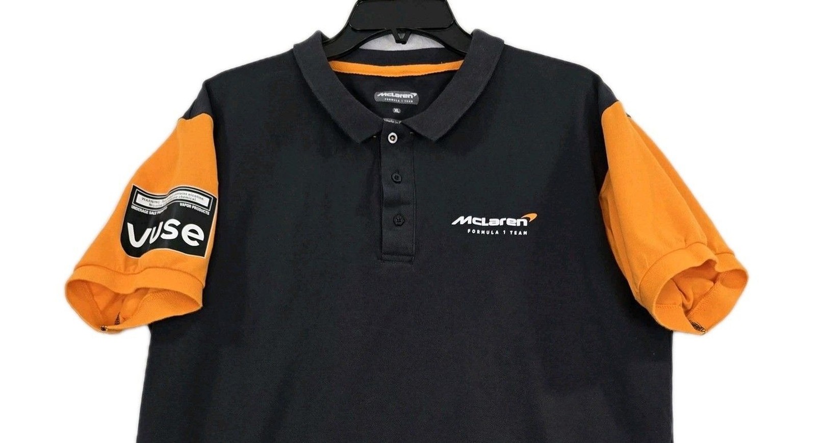 McLaren Formula 1 Team Shirt Mens XL Black F1 Racing Polo Vuse Sponsor Logo