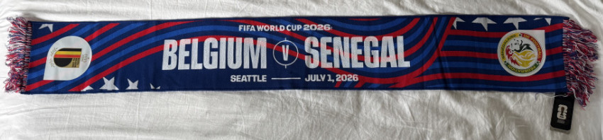 FIFA World Cup 2026 Belgium vs Senegal Scarf Match Day Seattle 7/1/26 New