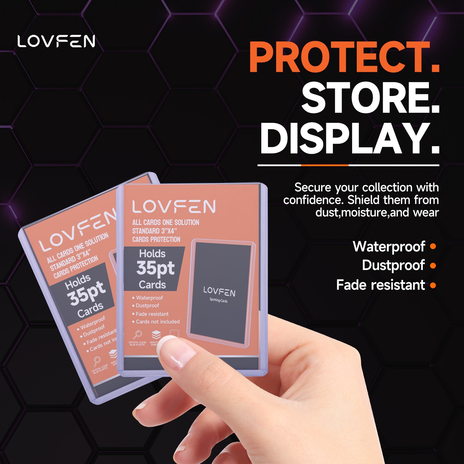 LOVFEN 35PT Toploaders Card Holders Sleeves for Sports Cards 100-1000