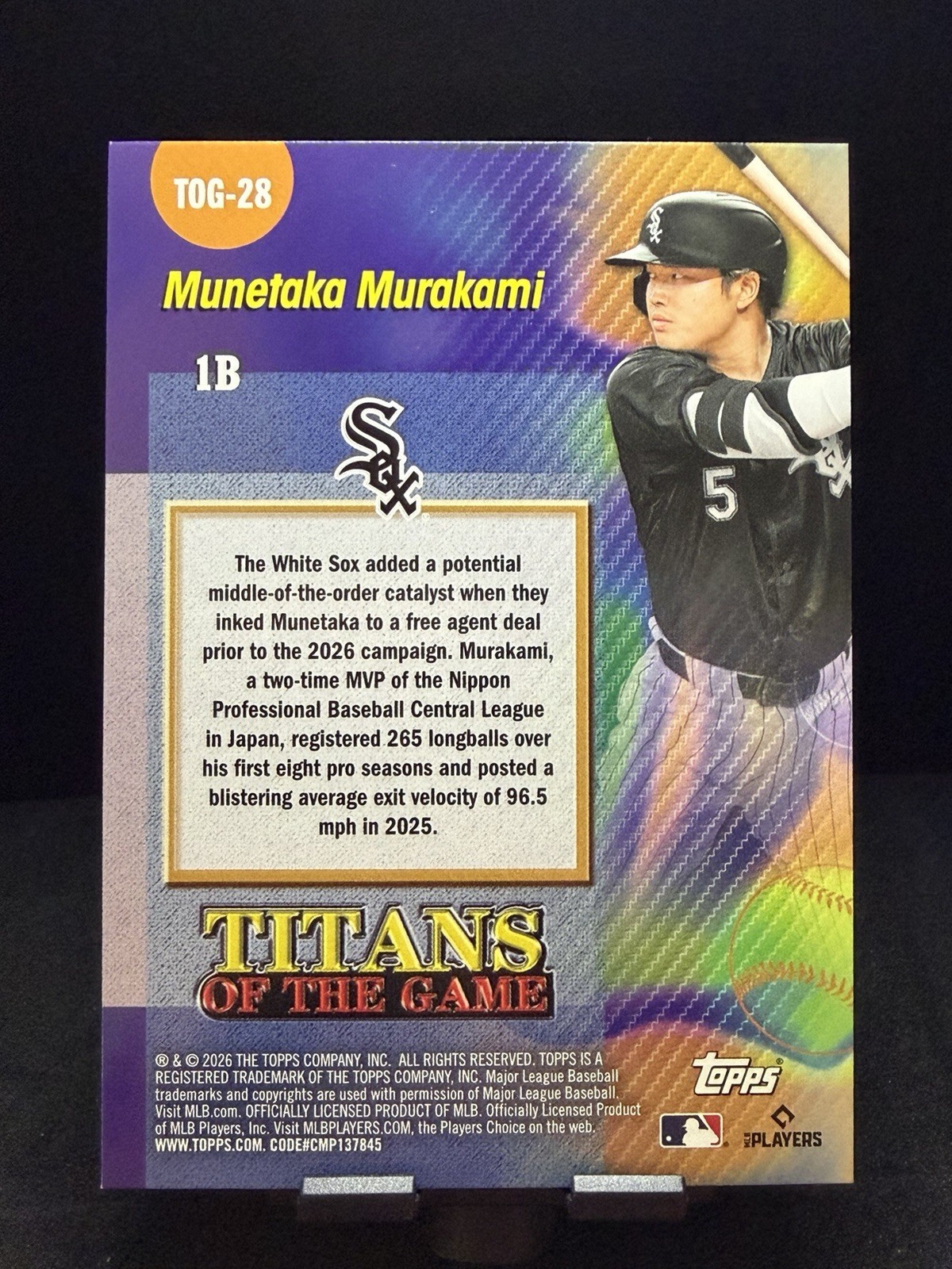 2026 Topps Baseball Series 2 Munetaka Murakami RC-Titans Of The Game. White Sox