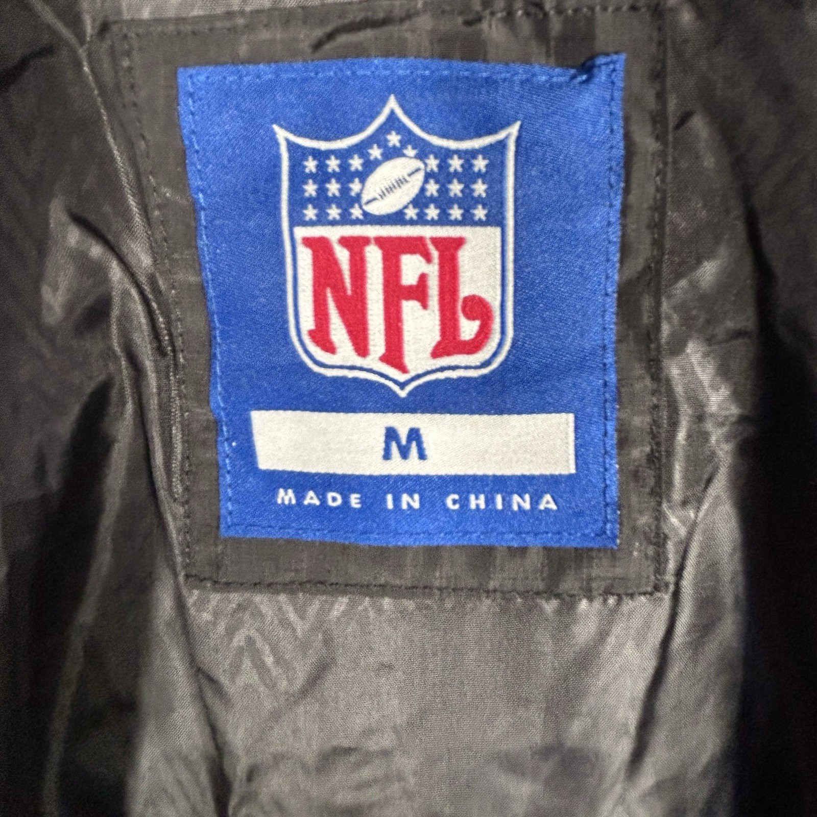 NFL Official Parka Puffer Jacket Hooded Winter Coat BLACK Mens Medium NWT