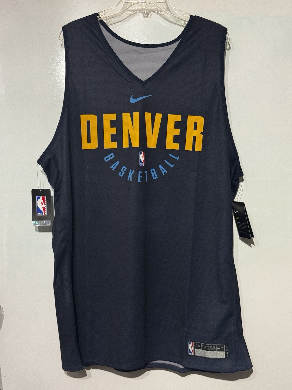 NWT Men’s Nike Denver Nuggets Team Issued NBA Player Workout Jersey Sz XXL +2in