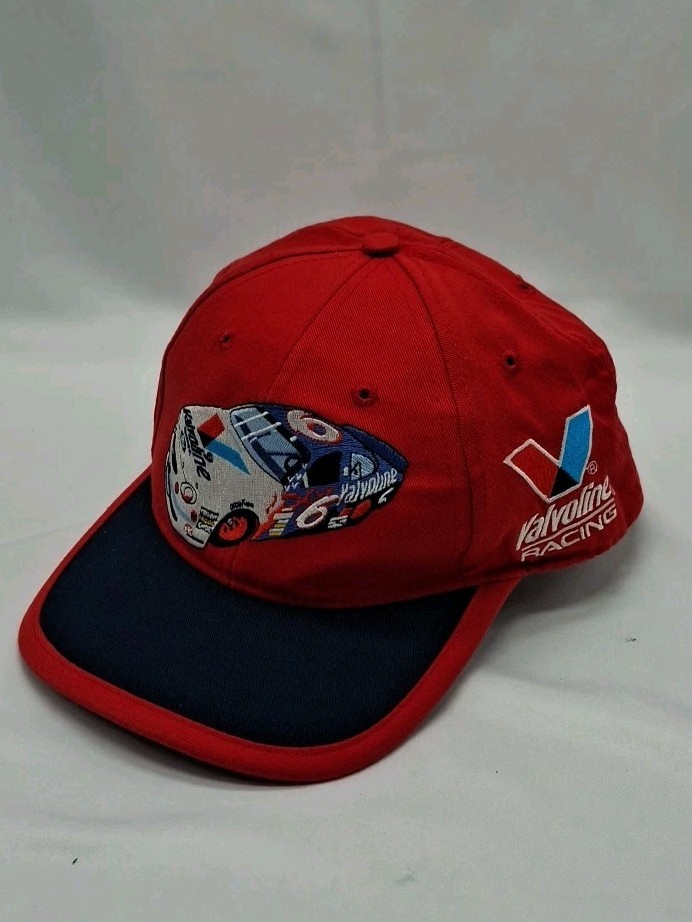 NASCAR Valvoline Eagle One #6 Mark Martin Strapback Hat, Red Vtg, Hong Kong,