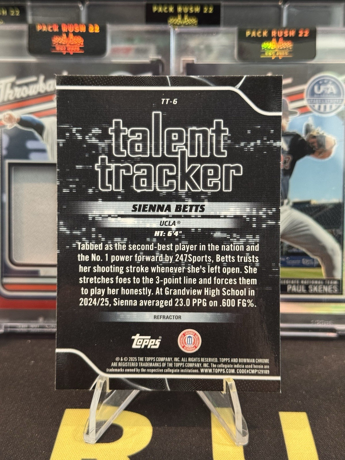 2025-26 Bowman Basketball – Sienna Betts Talent Tracker Refractor #TT-6 -UCLA