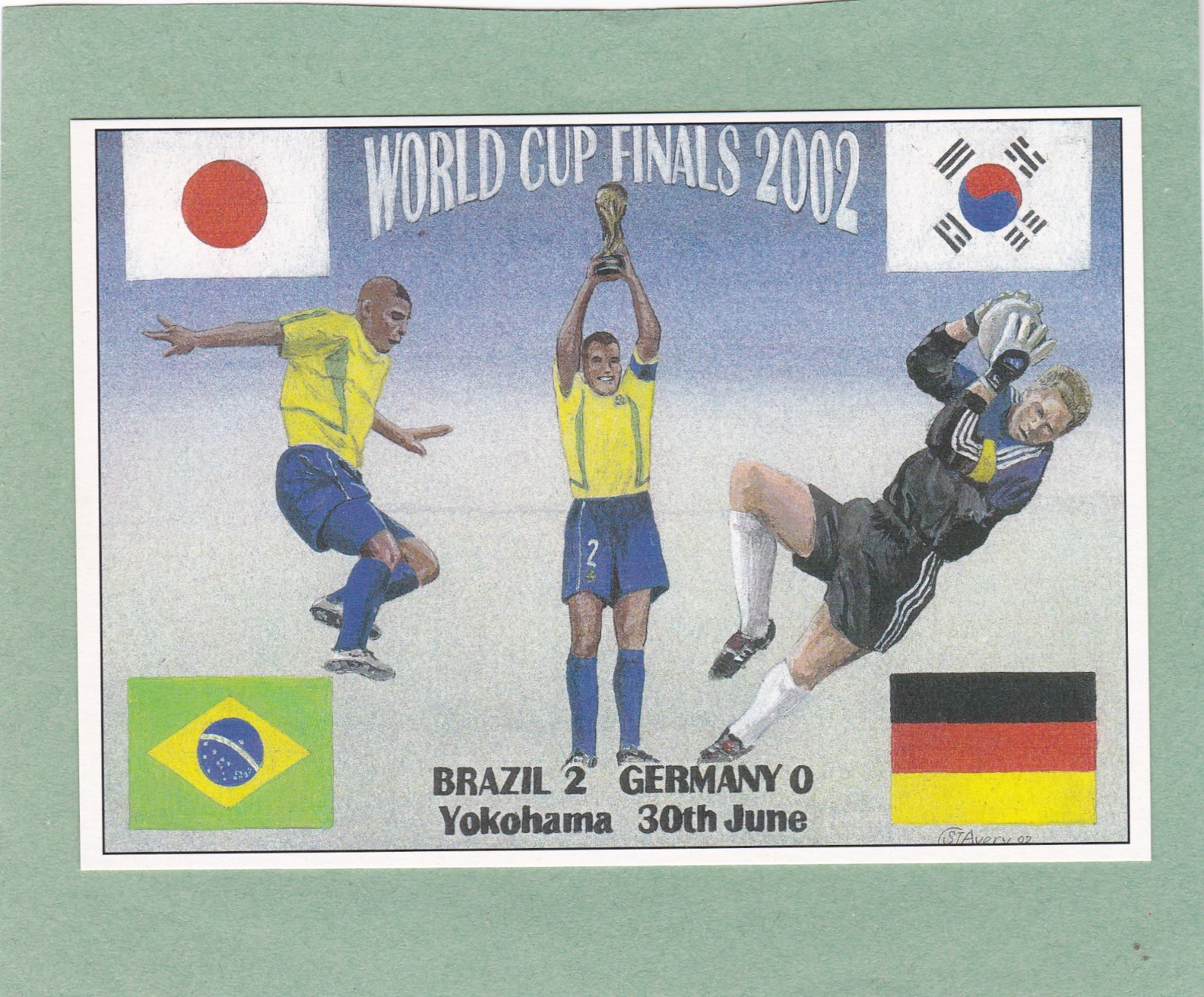 WORLD CUP FINALS 2002 BRAZIL 2 GERMANY 0 MODERN POSTCARD UK POST FREE