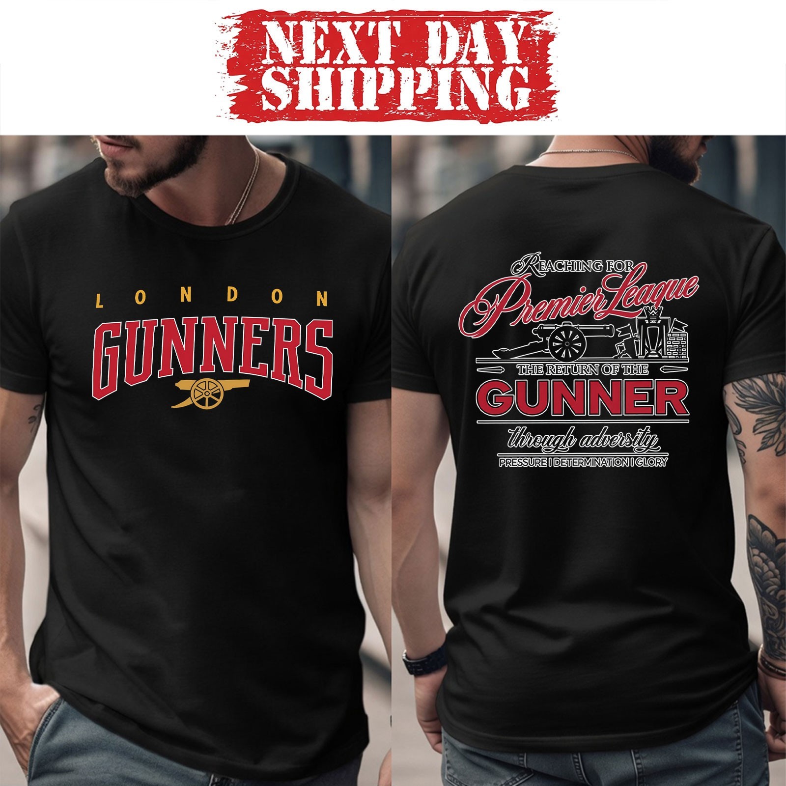 Arsenal London Gunners T-Shirt Premier League Champions 2025-26 Graphic Tee