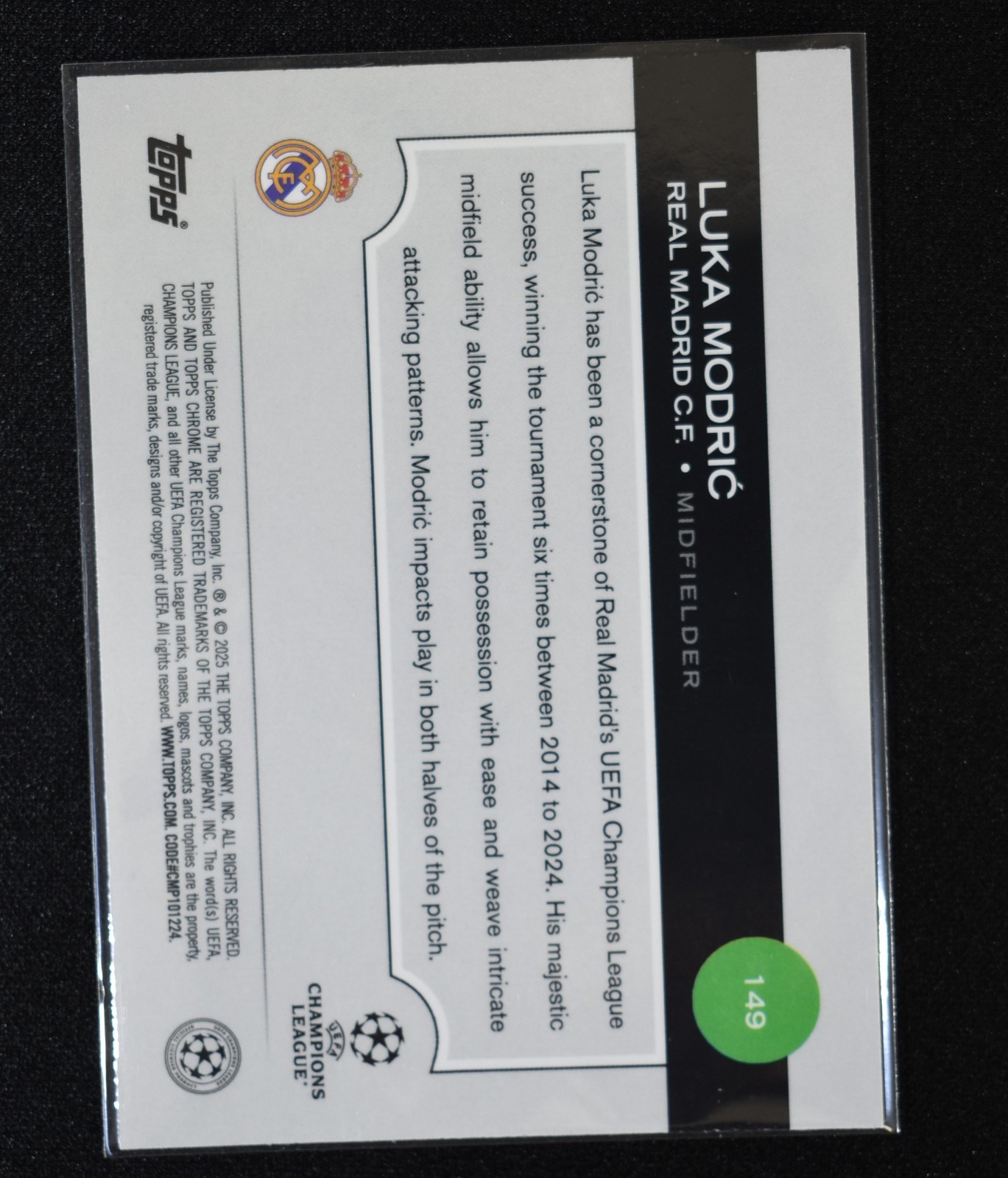 2024-25 Topps Chrome UEFA Luka Modric Violet Prism #/299 Real Madrid