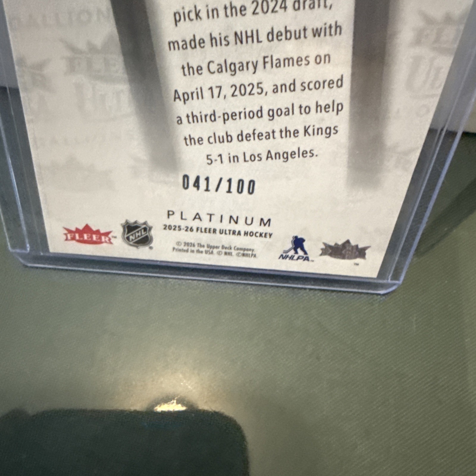 2025-26 Upper Deck Fleer Ultra Medallions Zayne Parekh #M-48 Platinum 41/100