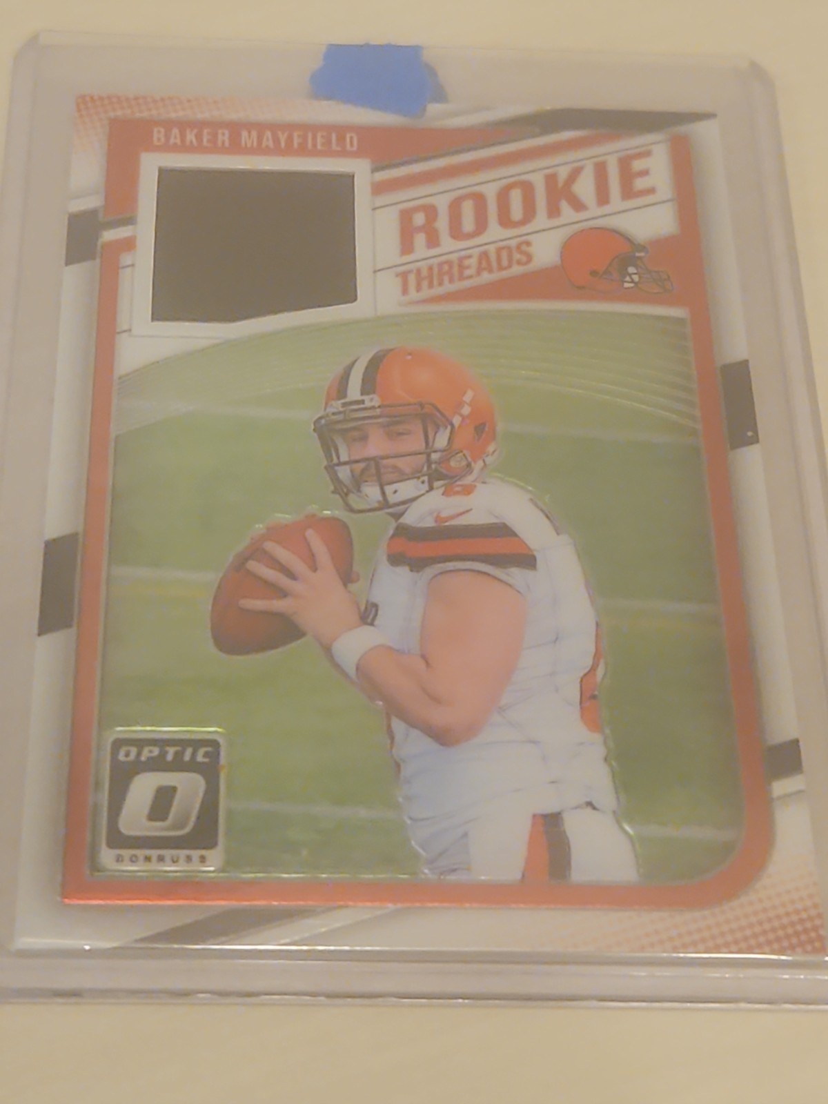 baker mayfield 2018 panini game used jersey relic card worn rookie threads rc