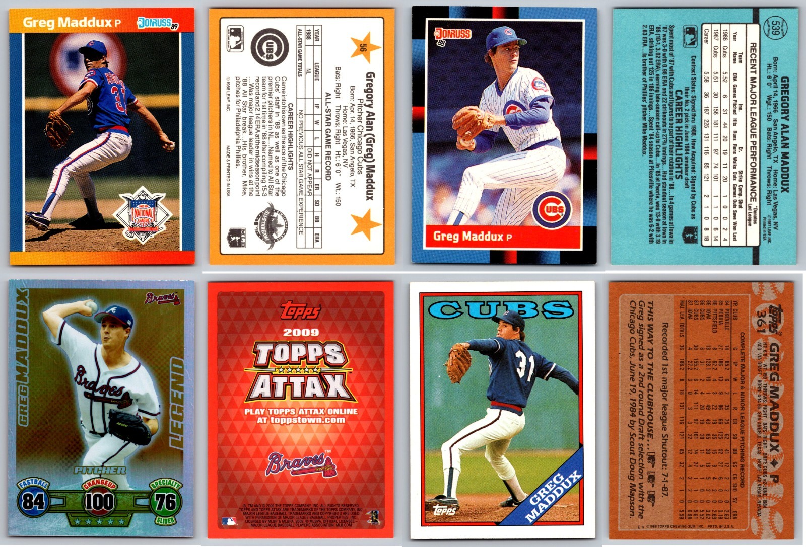 Greg Maddux 4 Card Lot – HOF / Braves / Cubs / SEVERAL LOTS AVAILABLE!!!
