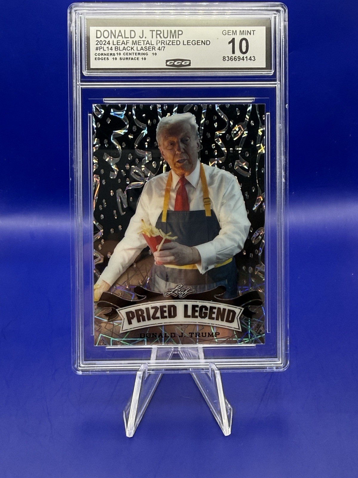 DONALD J. TRUMP 2024 LEAF METAL PRIZED LEGEND #PL14 Black Laser 4/7 VERY RARE