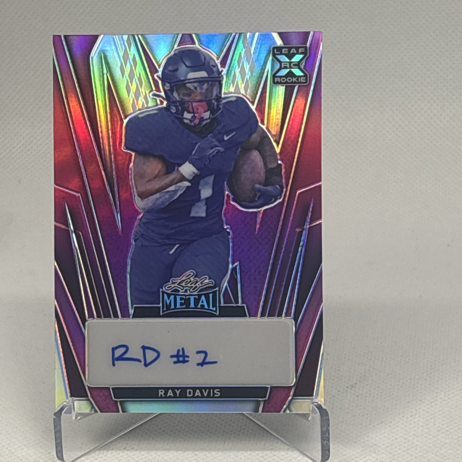 2024 Leaf Metal Ray Davis Pink Auto /7 Jersey Number Match Buffalo Bills