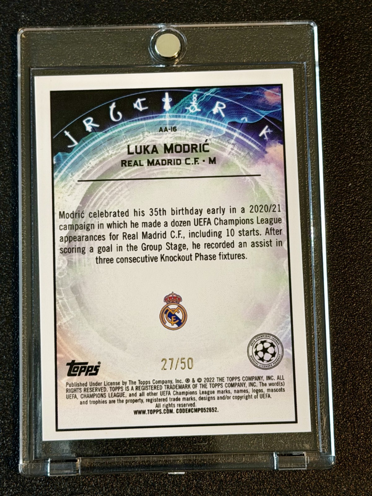 2022 Topps Merlin Luka Modric GOLD Ageless Alchemy /50 Real Madrid Croatia AA-16