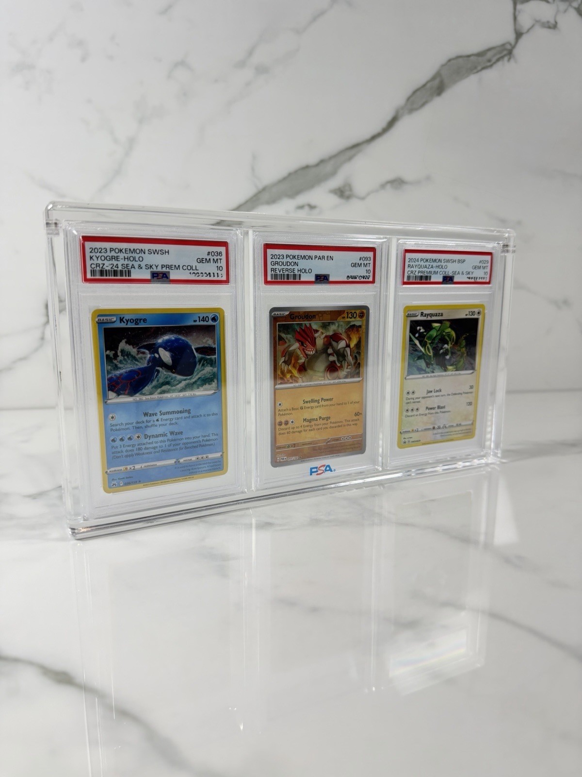Premium Triple PSA Slab Acrylic Display Case With Magnetic Lid Pokemon Baseball