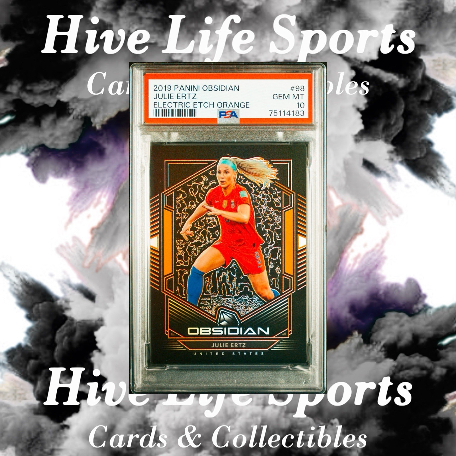 Julie Ertz 2019-20 Panini Obsidian Electric Etch Orange /35 #98 USA USWNT PSA 10