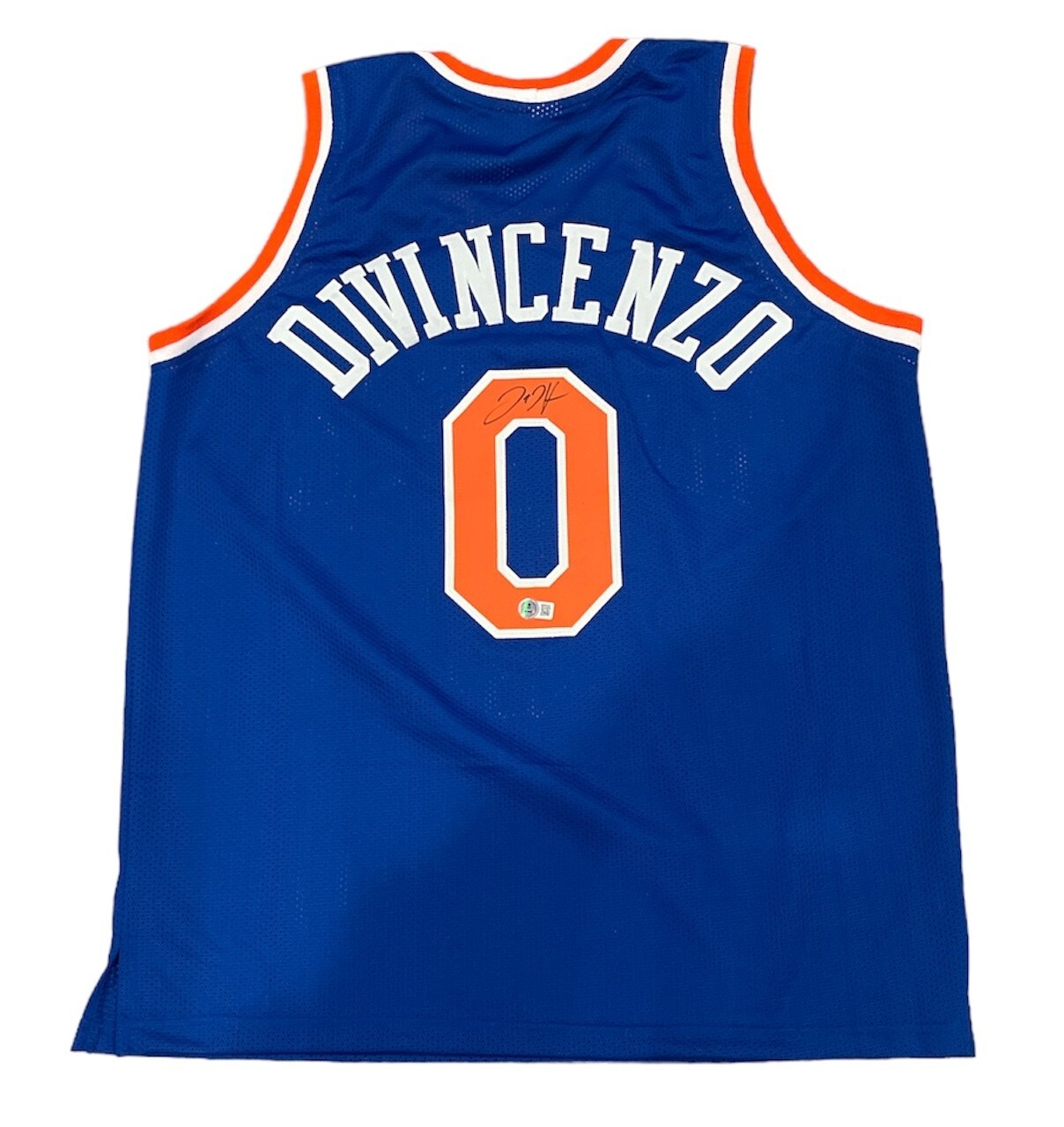 Donte DiVincenzo Signed Auto New York Knicks Blue Custom Jersey Beckett BAS COA