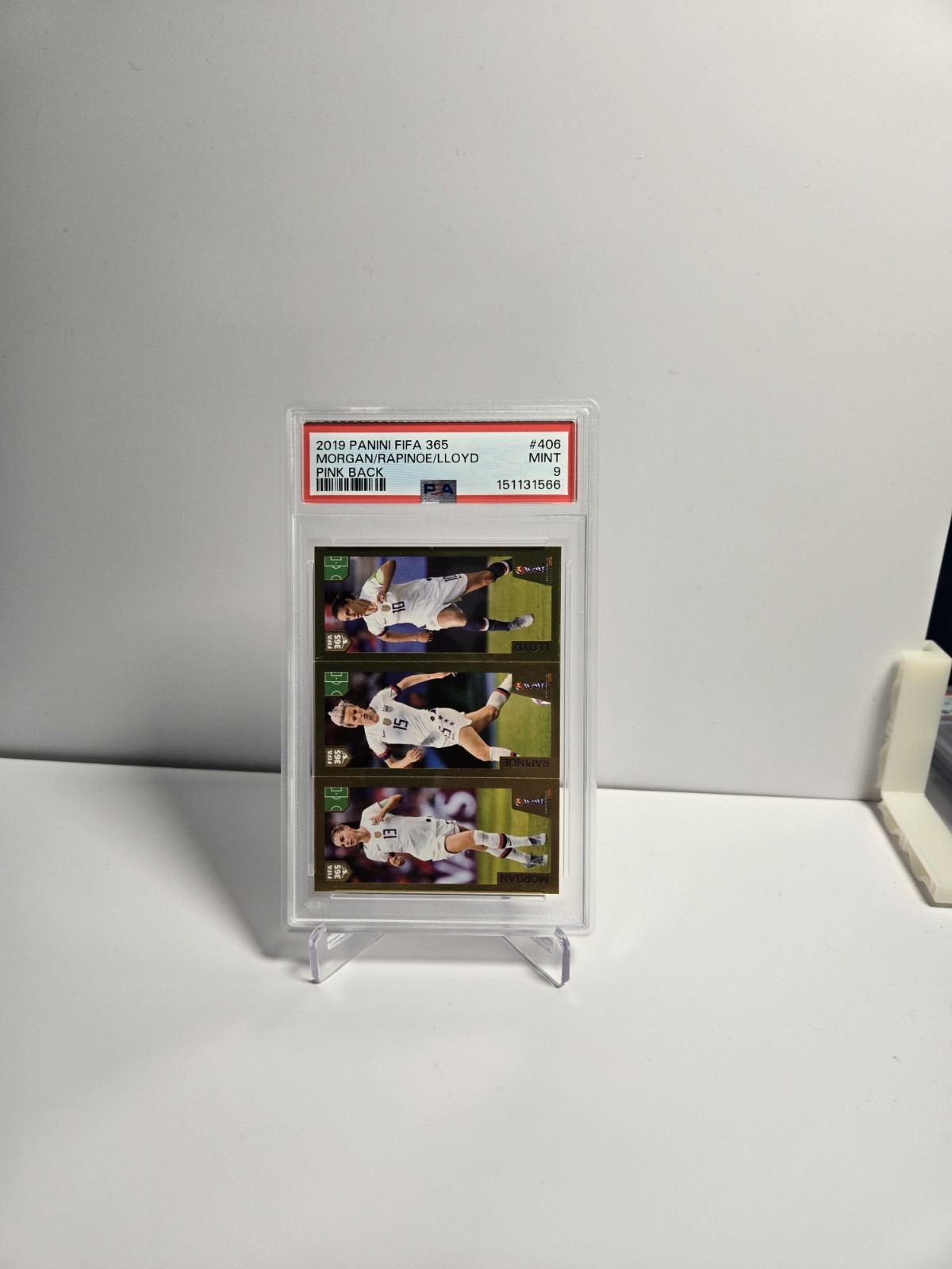 2019 Panini Fifa 365 Alex Morgan/Carli Lloyd/Megan Rapinoe Pink Back #406 PSA 9