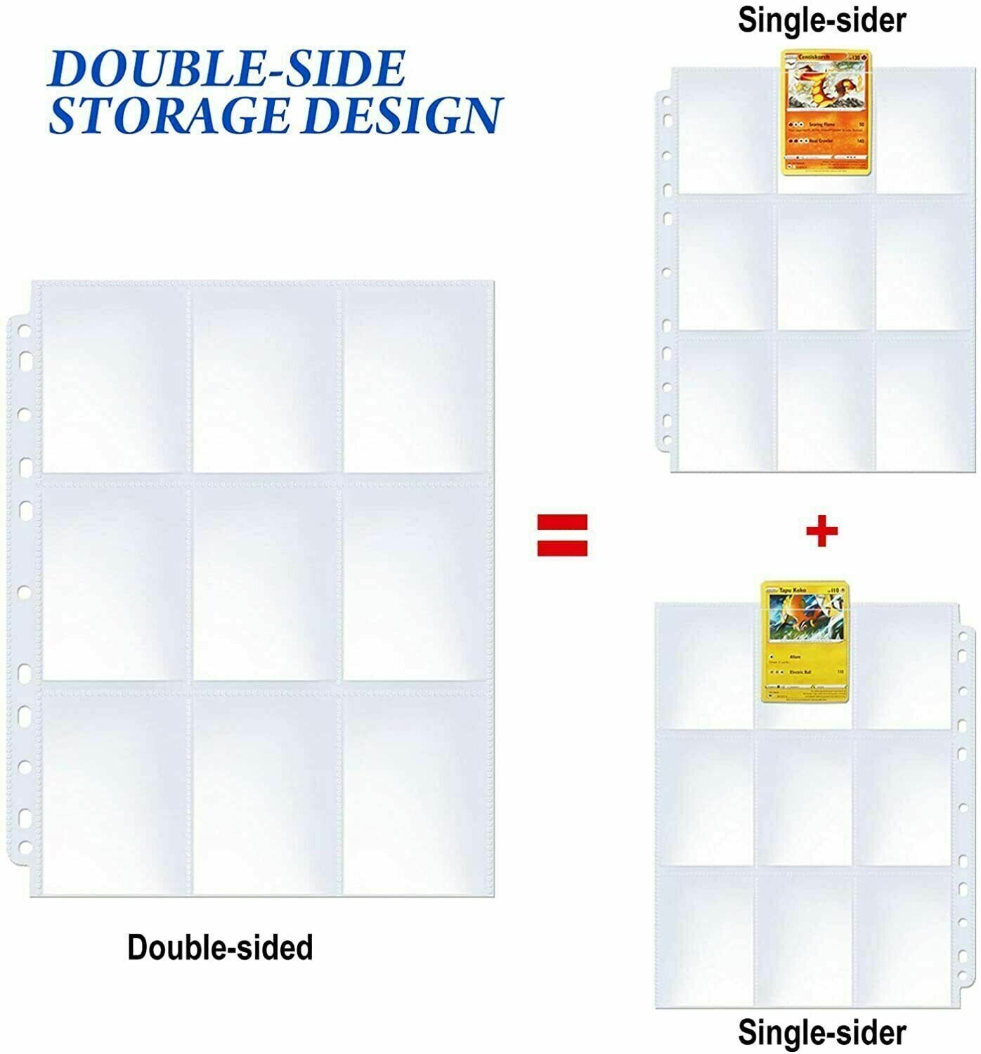 Trading Card Album Binder Protector Pages Sleeves 18 Pocket X 30 Sheets Baseball