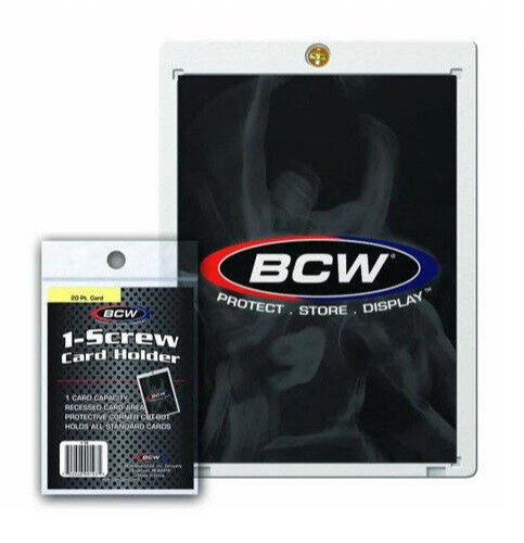 Lot of 5 BCW 20pt 1-Screw Screwdown Standard Trading Card Holders, Recessed
