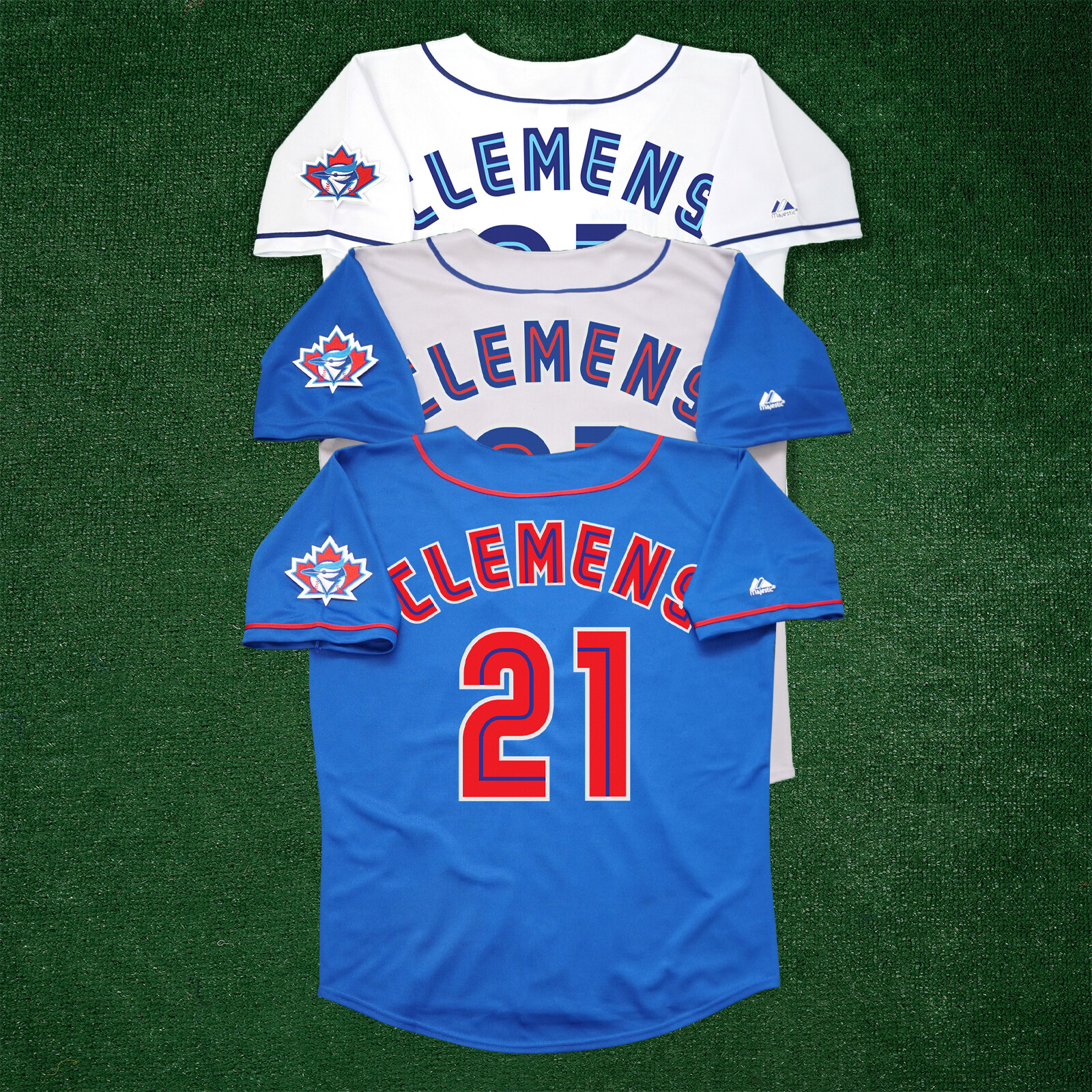 Roger Clemens 1998 Toronto Blue Jays Home/Road/Alt Men’s Jersey w/ Team Patch