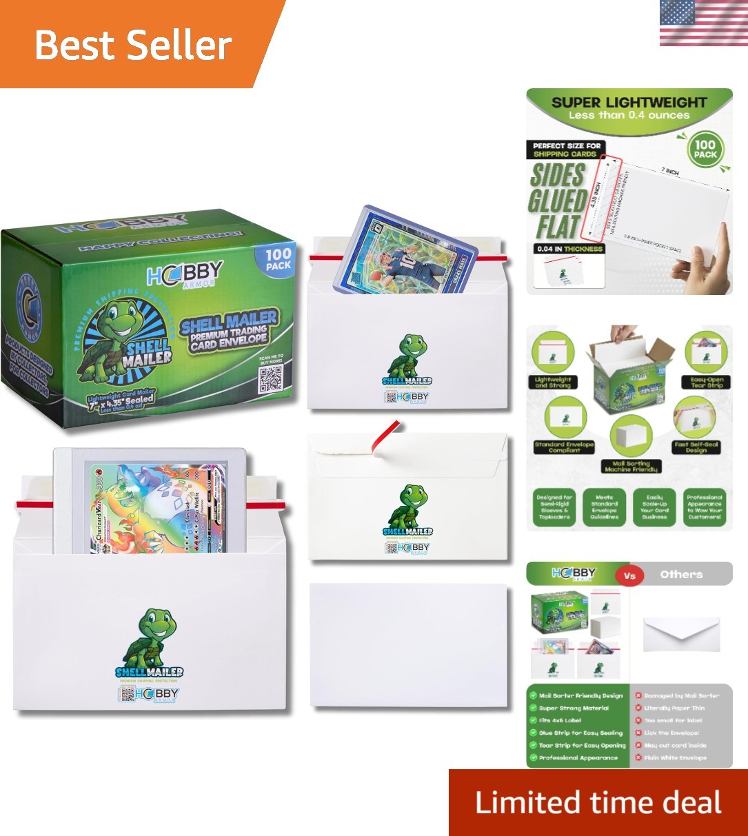 100 Pack Lightweight Trading Card Mailers 7″ x 4.35″ – Protect & Ship with Ease