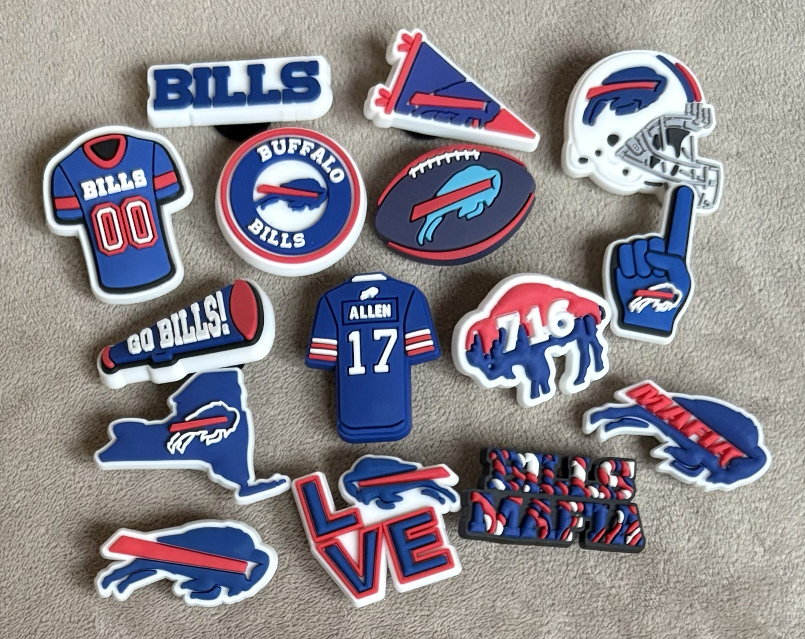 15 Piece BUFFALO BILLS Football Team Shoe Charms Football Shoe Decorations