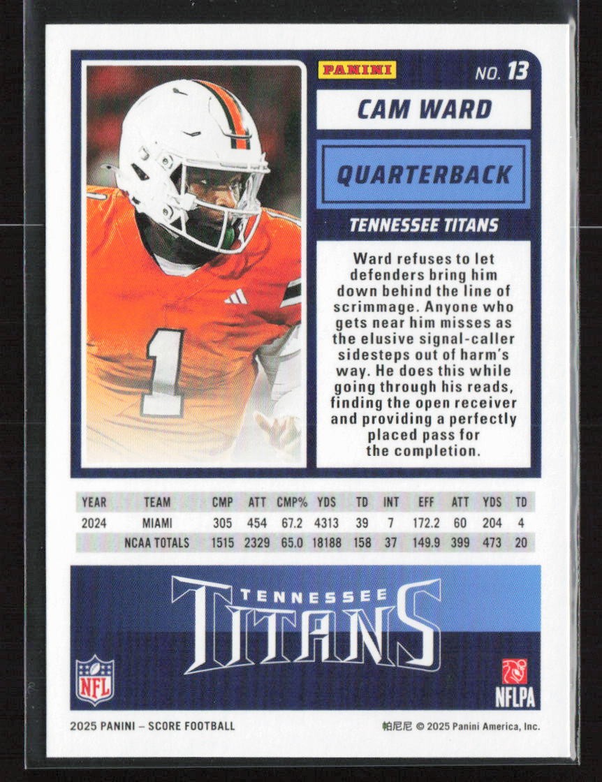 Cam Ward 2025 Score-A-Treat #13 Rookie Tennessee Titans