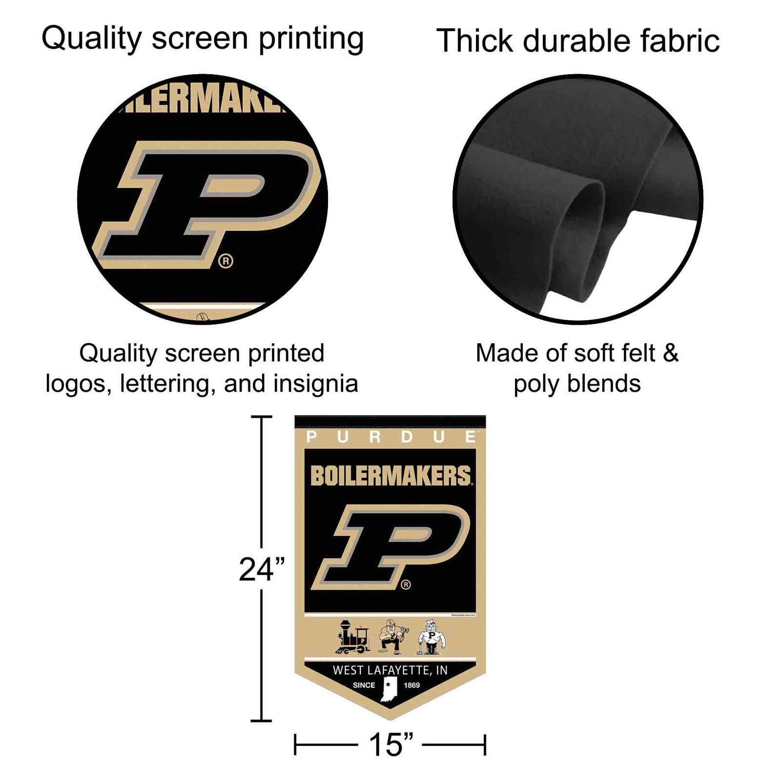 Purdue Boilermakers Heritage Logo History Banner Pennant