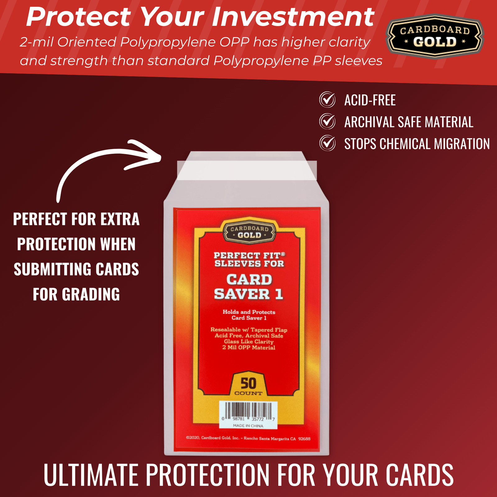 2500 CBG Perfect Snug Fit Sleeves for Card Saver 1 – 50 packs of 50ct – NEW
