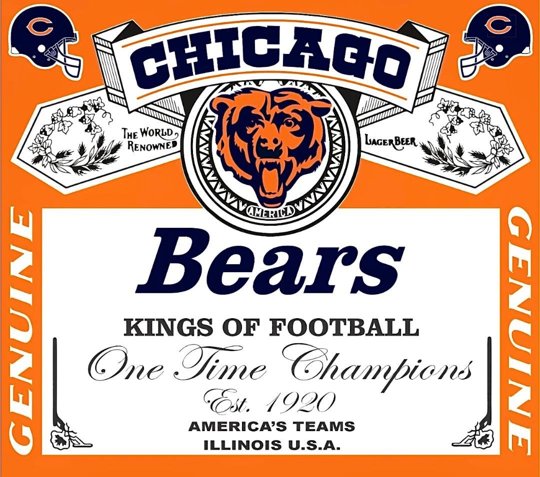 (2) Chicago Bears Waterproof Vinyl Stickers 4×3.5 Bud Beer Labels Decals Wrap