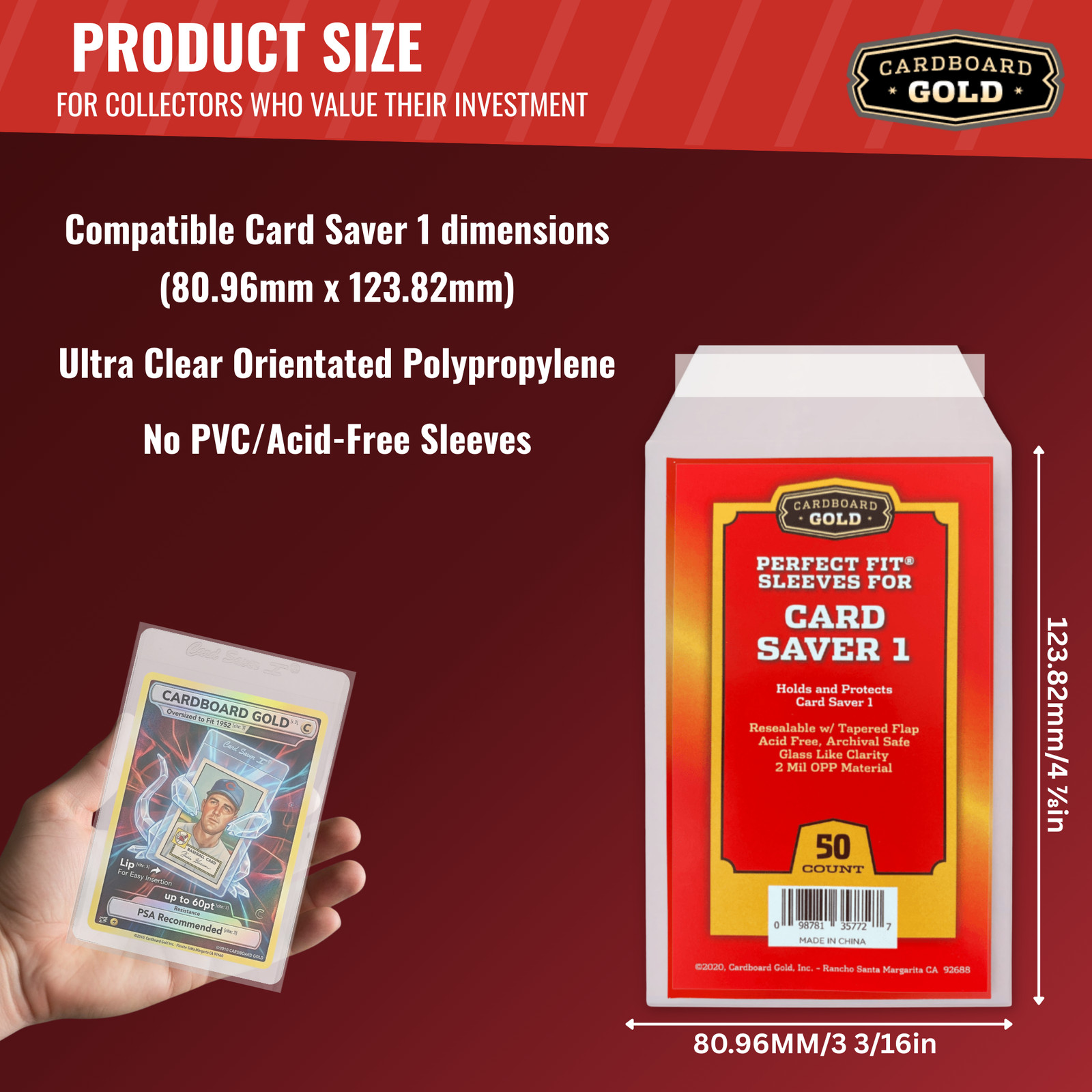 2500 CBG Perfect Snug Fit Sleeves for Card Saver 1 – 50 packs of 50ct – NEW