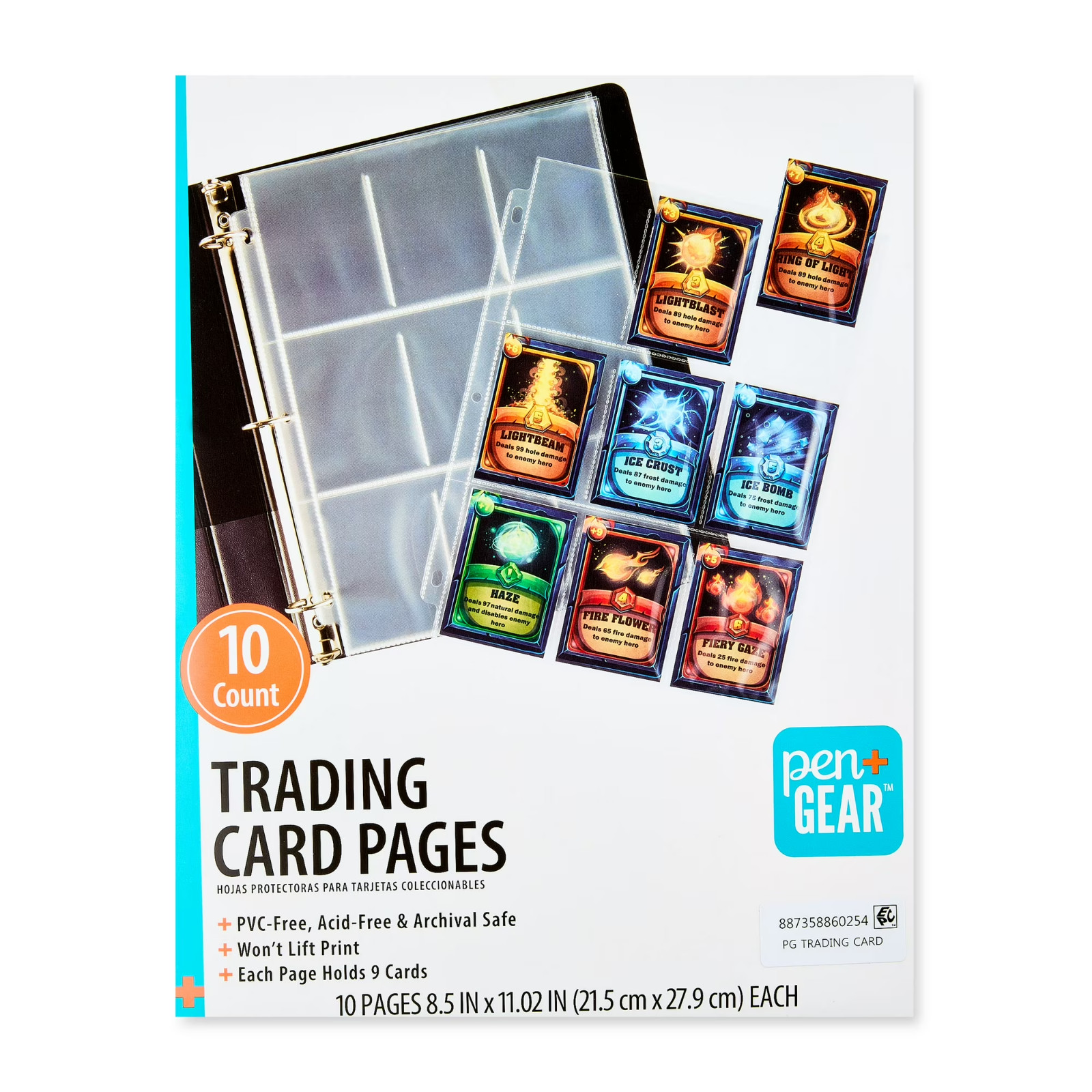 10 Pcs Pen+Gear 9-Pocket Protective Trading Card Pages Clear 8.5 in x 11 in