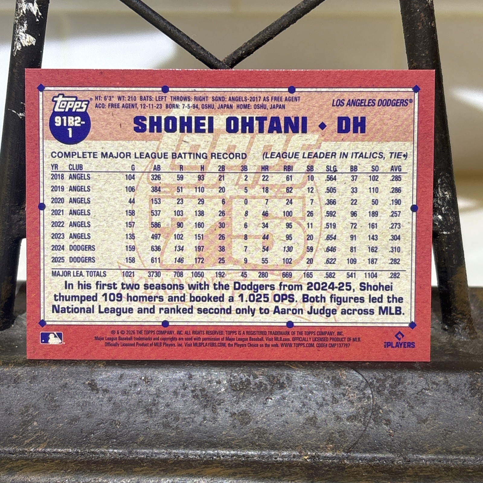2026 Topps 75 Series 2 Shohei Ohtani Dodgers 1991 Crackle Foil Insert #91B2-1