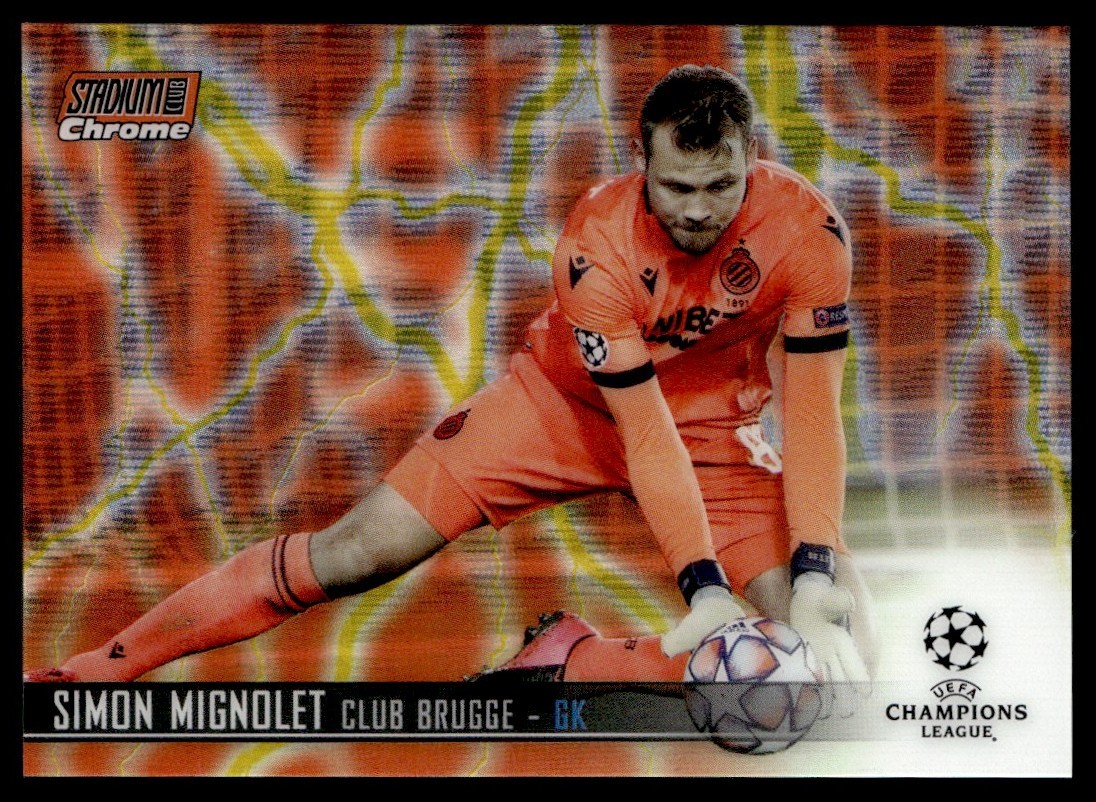 2020 Stadium Club Chrome UEFA Orange Yellow Wave Simon Mignolet Club Brugge KV