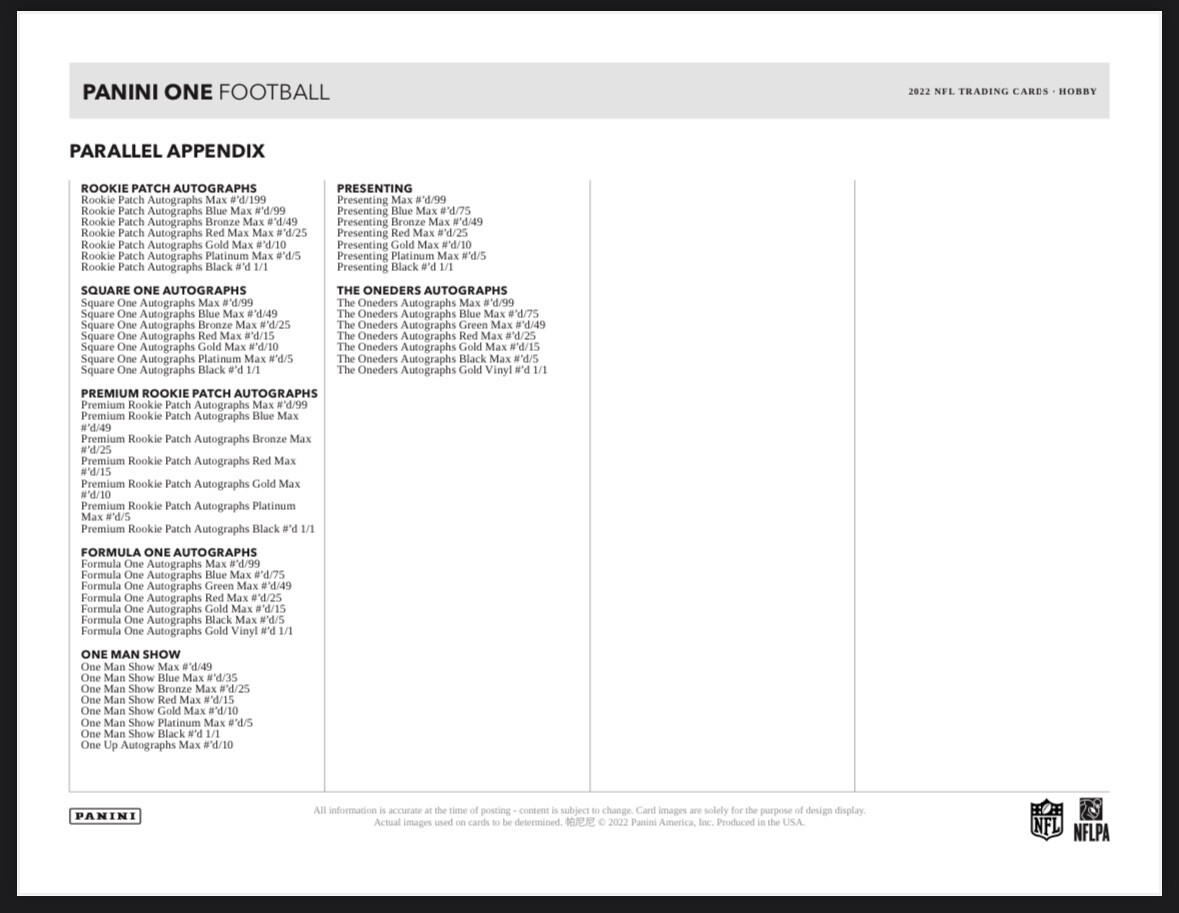 2022 Panini One Football Hobby Box