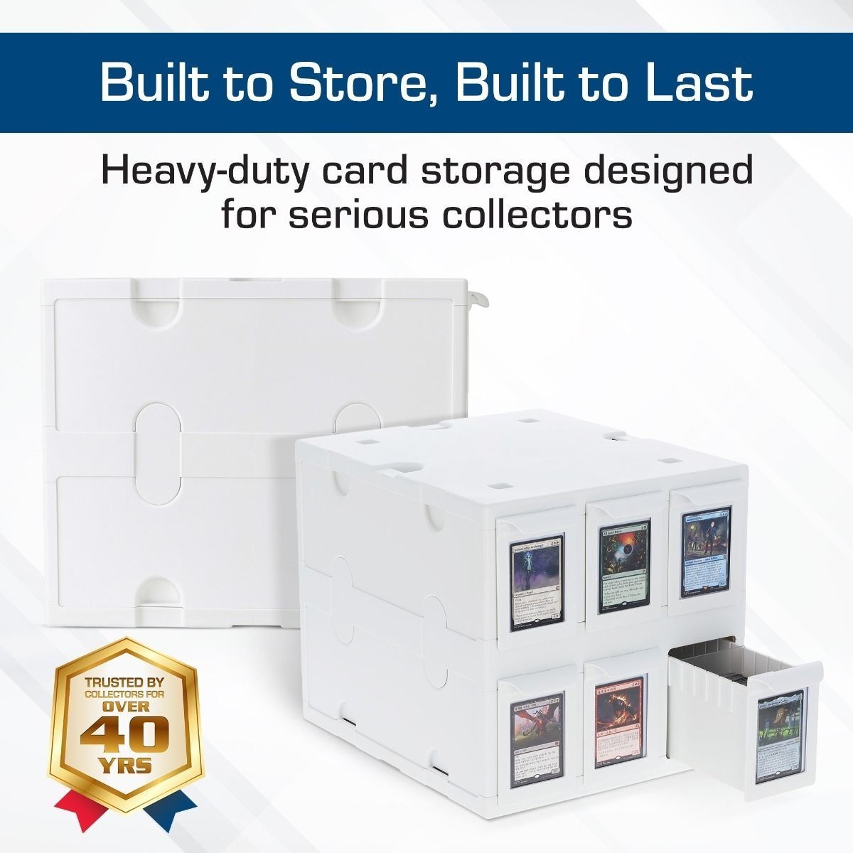 BCW White Card Box Bin 6 Drawers Hold 1000+ Gaming / 700 Sports Card New Catalog