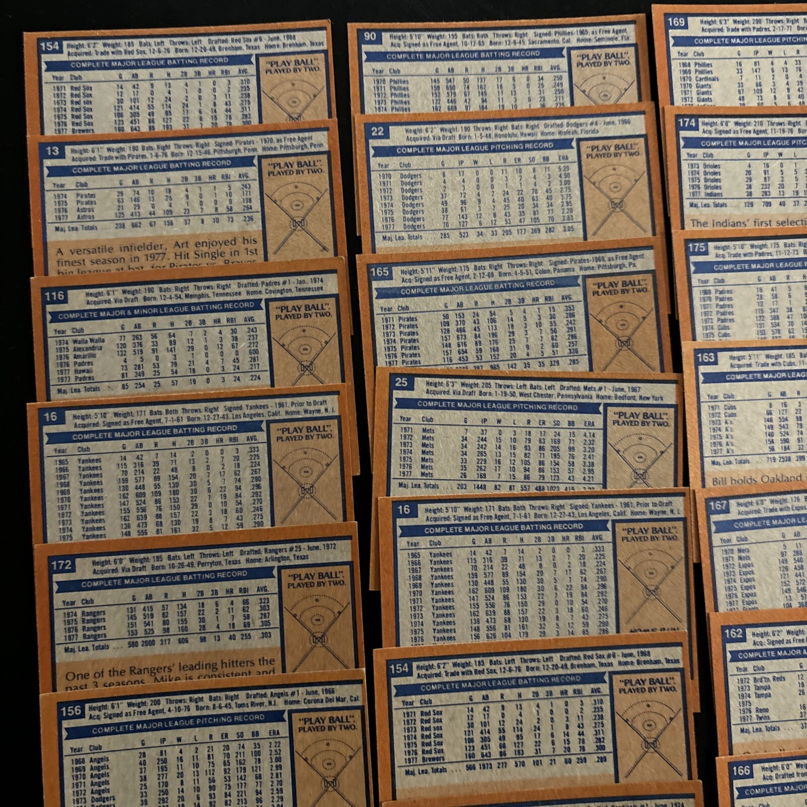 1978 Topps Baseball Card Singles #1-175 U-Pick EX+ FREE SHIPPING