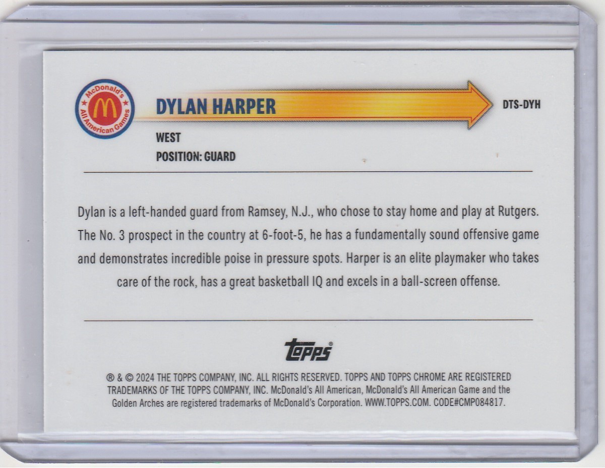2024 Topps Chrome McDonald’s Dylan Harper Drive Thru Service Blue RayWave