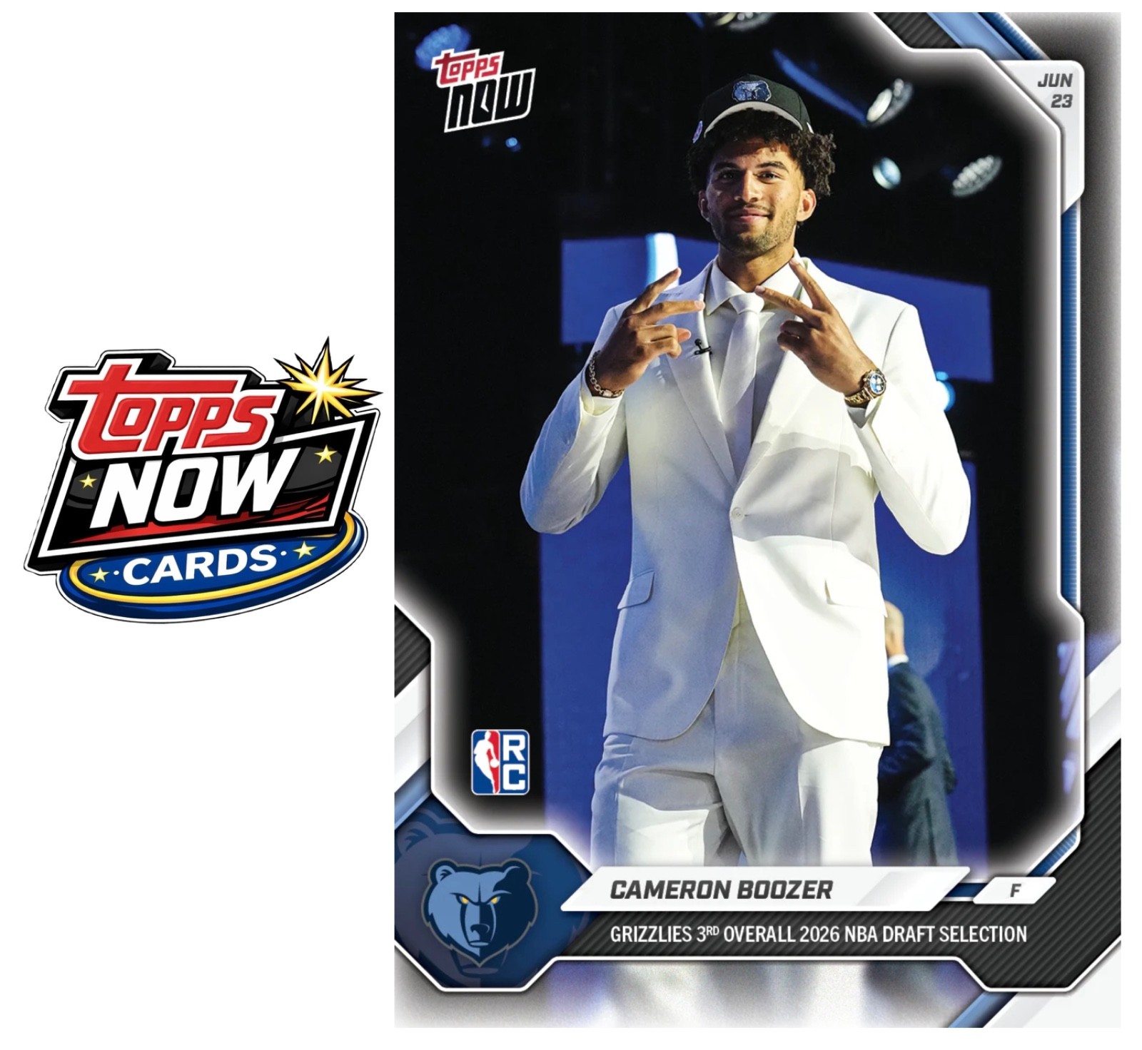 2025-26 NBA Topps Now #CBOO Cameron Boozer RC DRAFT Memphis Grizzlies – PRESALE