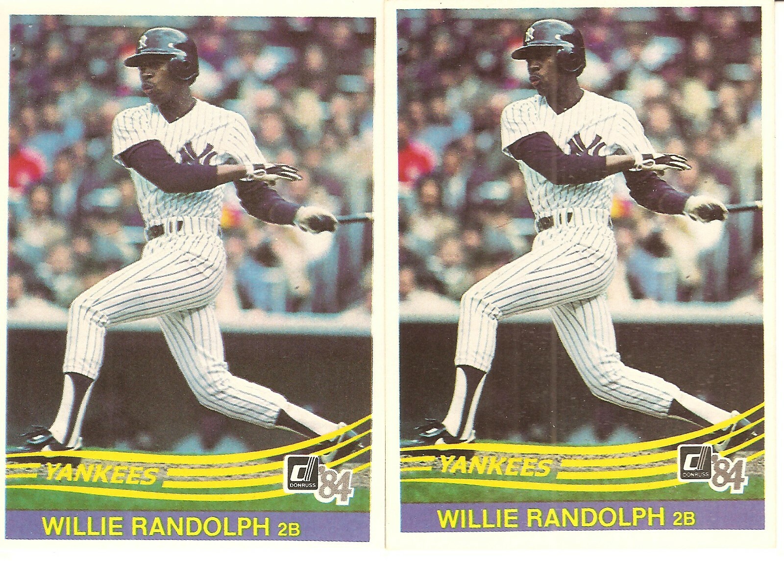 2 CARD 1984 DONRUSS WILLIE RANDOLPH BASEBALL CARD LOT #417