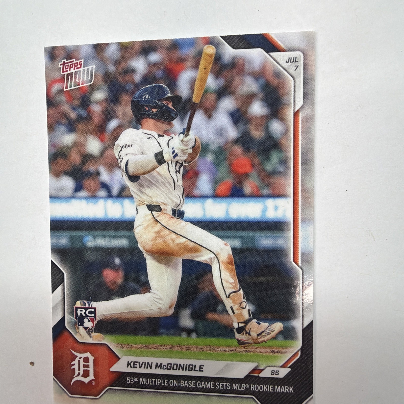 2026 TOPPS NOW MLB BASEBALL ROOKIE CARD DETROIT TIGERS KEVIN MCGONIGLE #427