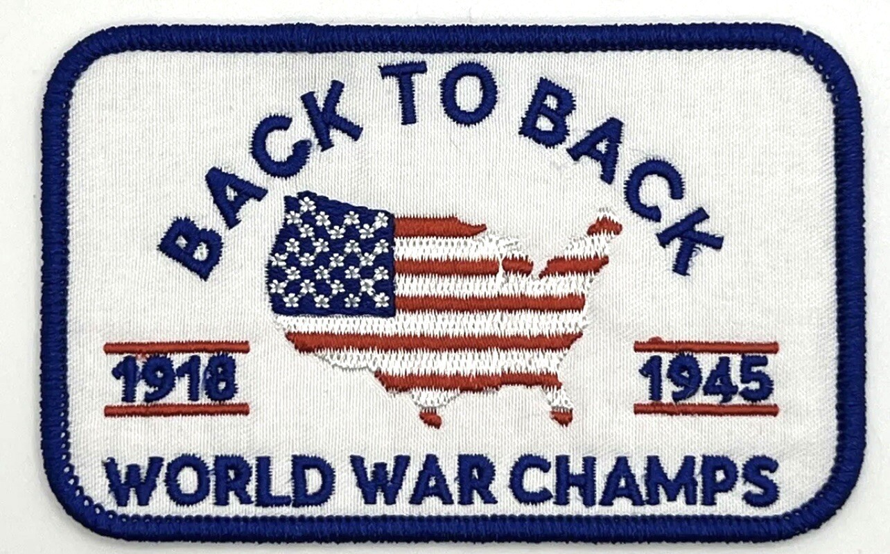 United States Back To Back World War Champs USA Patriotic Flag Patch Cap Iron