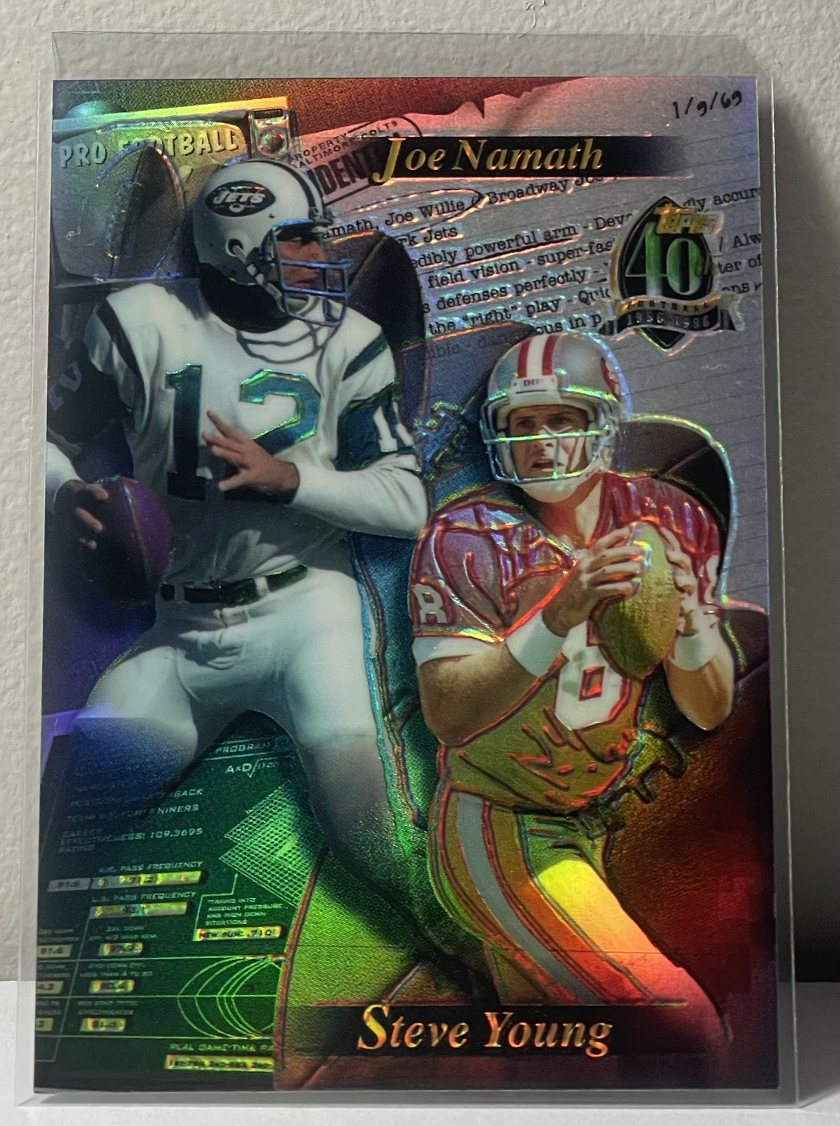 1996 Topps NSCC Promos #NNO Joe Namath / Steve Young Refractor MINT