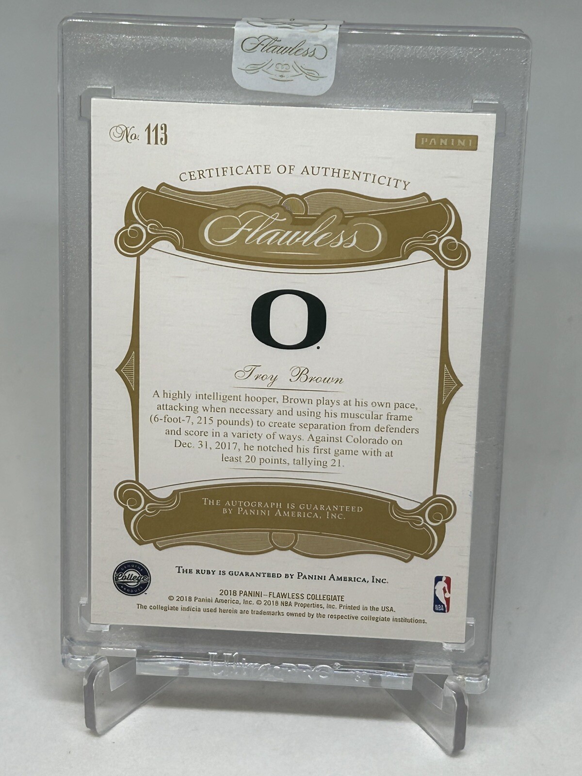 2018 Panini Flawless Diamond RUBY Troy Brown Jr. Auto Rookie RC /20 SEALED