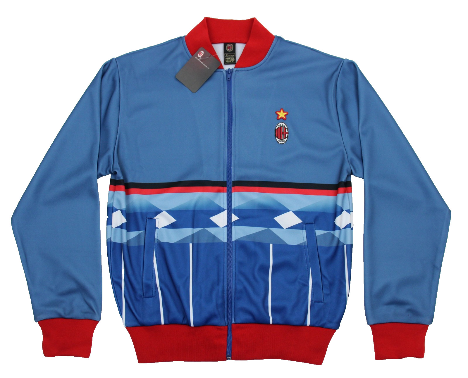 Offical AC Milan Jacket Mens Medium Blue Red 1995 1996 Fourth Track Soccer