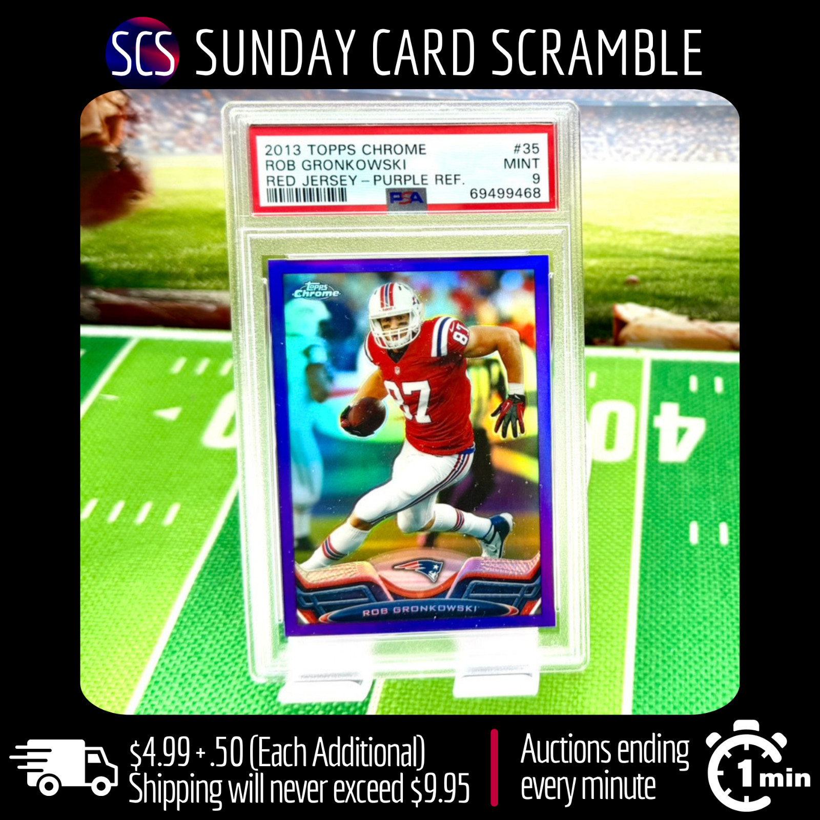 2013 Topps Chrome Purple Refractor SP /499 Rob Gronkowski #35 Red Uni PSA 9 🚚🔥