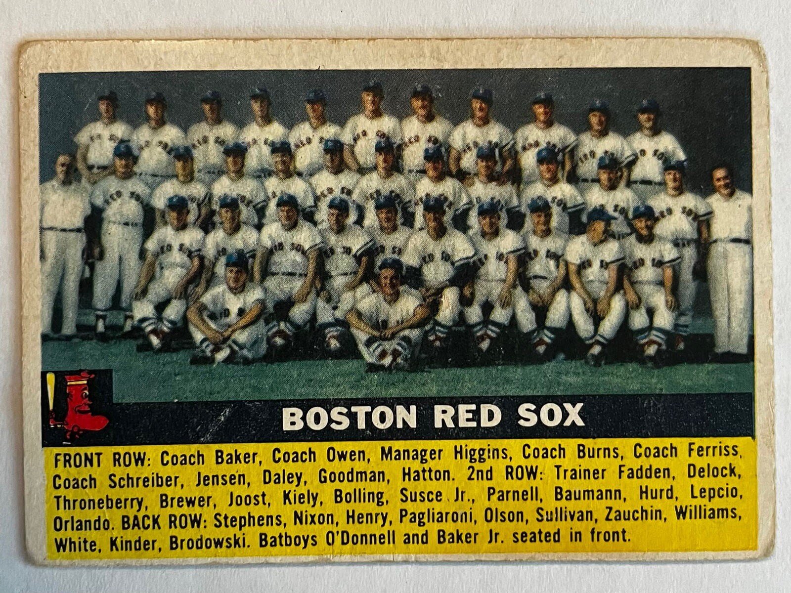 1956 Topps #111 Boston Red Sox Team Card B