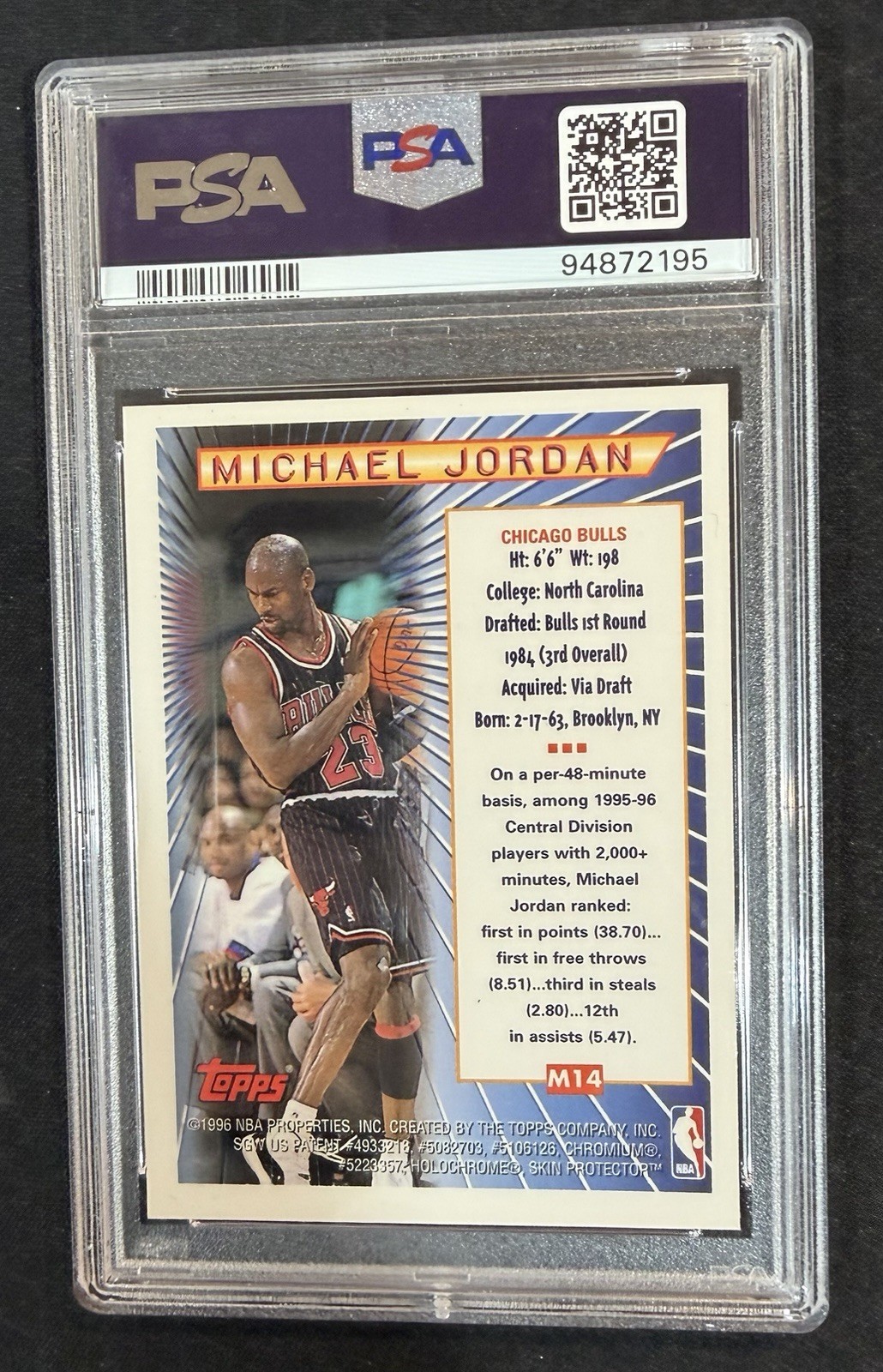 1996-97 Topps – Mystery Finest Michael Jordan #M14 Bordered PSA 8